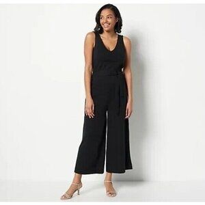 Encore by Idina Menzel Regular V-Neck Romper Jet Black X-Small
